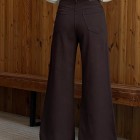 شلوار فلر بگ کتان کبریتی قهوه ای شلوار فلر بگ کتان کبریتی قهوه ای