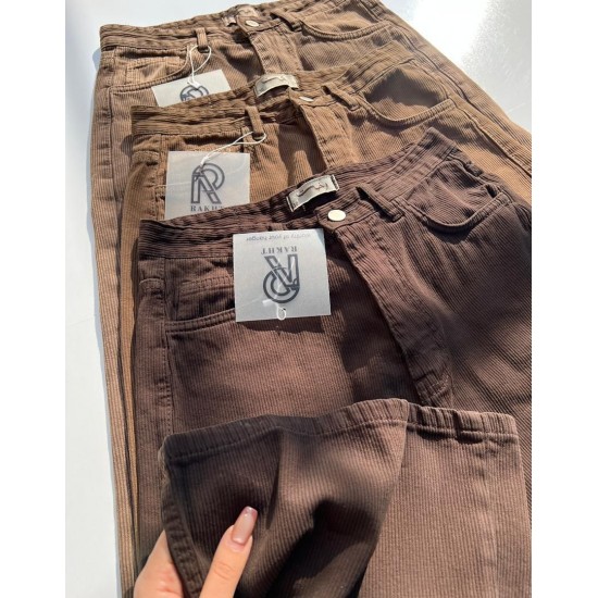 شلوار فلر بگ کتان کبریتی قهوه ای شلوار فلر بگ کتان کبریتی قهوه ای