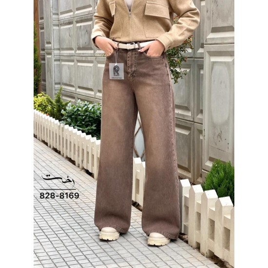 شلوار فلر بگ کتان کبریتی قهوه ای شلوار فلر بگ کتان کبریتی قهوه ای