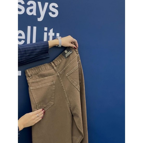 شلوار رگولار کتان کبریتی قهوه ای شلوار رگولار کتان کبریتی قهوه ای