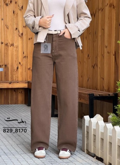 شلوار رگولار کتان کبریتی قهوه ای