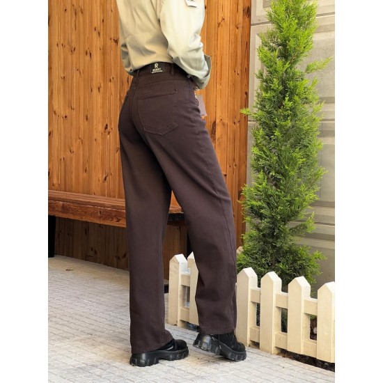 شلوار رگولار کتان کبریتی قهوه ای شلوار رگولار کتان کبریتی قهوه ای