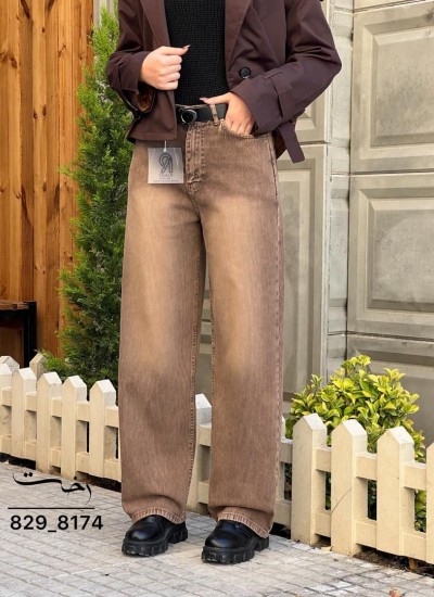 شلوار رگولار کتان کبریتی قهوه ای