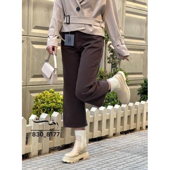 شلوار واید کتان قهوه ای شلوار واید کتان قهوه ای