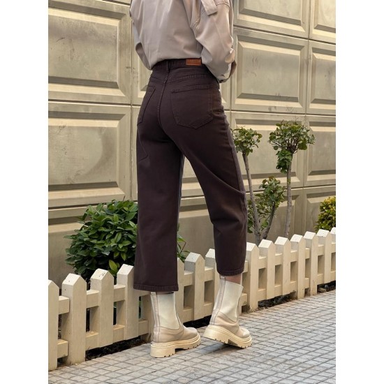 شلوار واید کتان قهوه ای شلوار واید کتان قهوه ای