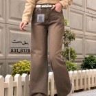 شلوار فلر بگ کتان قهوه ای شلوار فلر بگ کتان قهوه ای