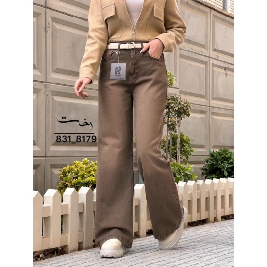 شلوار فلر بگ کتان قهوه ای شلوار فلر بگ کتان قهوه ای