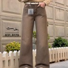 شلوار فلر بگ کتان قهوه ای شلوار فلر بگ کتان قهوه ای