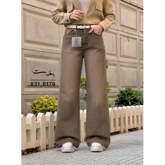 شلوار فلر بگ کتان قهوه ای شلوار فلر بگ کتان قهوه ای