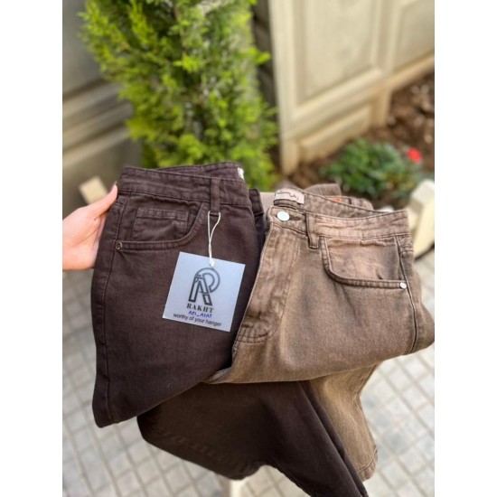 شلوار فلر بگ کتان قهوه ای شلوار فلر بگ کتان قهوه ای