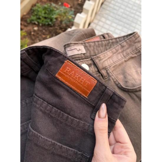 شلوار فلر بگ کتان قهوه ای شلوار فلر بگ کتان قهوه ای