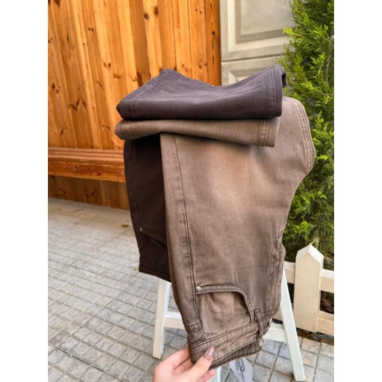 شلوار فلر بگ کتان قهوه ای شلوار فلر بگ کتان قهوه ای