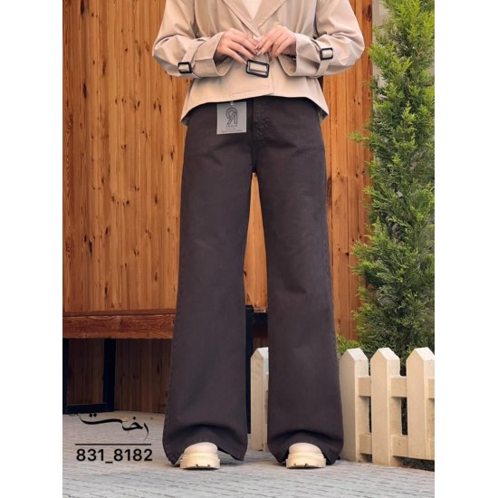 شلوار فلر بگ کتان قهوه ای شلوار فلر بگ کتان قهوه ای