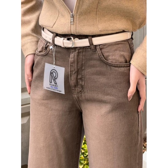 شلوار فلر بگ کتان قهوه ای شلوار فلر بگ کتان قهوه ای