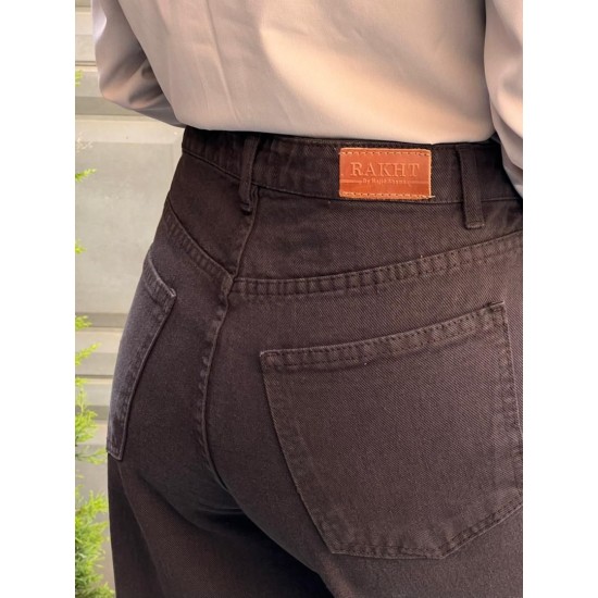 شلوار فلر بگ کتان قهوه ای شلوار فلر بگ کتان قهوه ای