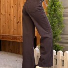 شلوار فلر بگ کتان قهوه ای شلوار فلر بگ کتان قهوه ای