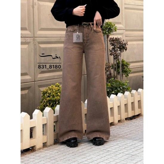 شلوار فلر بگ کتان قهوه ای شلوار فلر بگ کتان قهوه ای