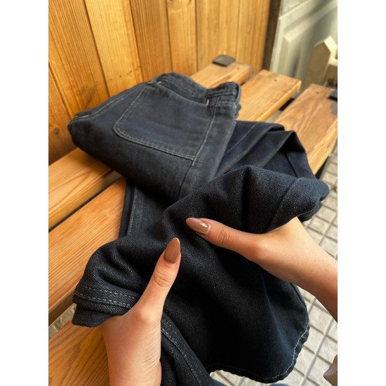 شلوار soft جین آبی جیب جلو شلوار soft جین آبی جیب جلو