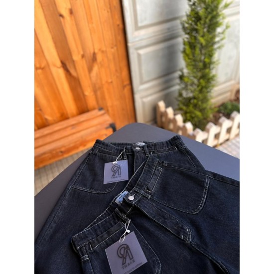 شلوار soft جین آبی جیب جلو شلوار soft جین آبی جیب جلو