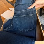 شلوار soft جین آبی جیب جلو