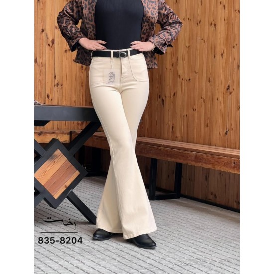 شلوار بوتکات کتان جیب هلالی