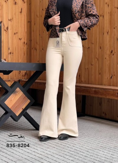 شلوار بوتکات کتان جیب هلالی