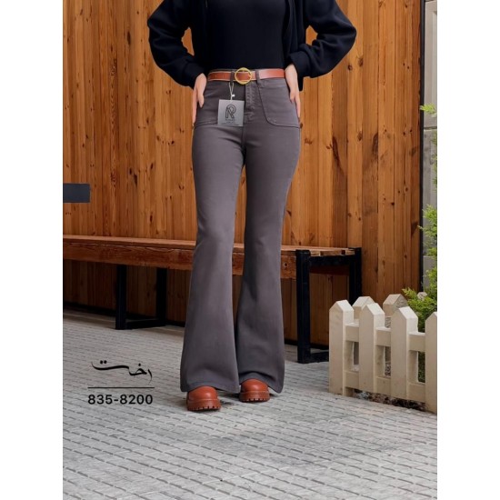 شلوار بوتکات کتان جیب هلالی