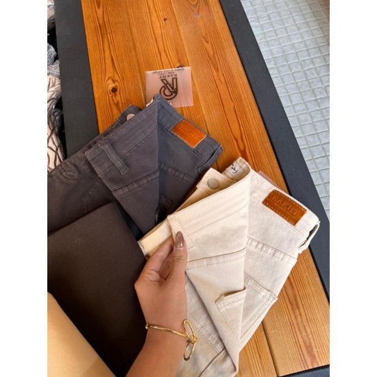 شلوار بوتکات کتان جیب هلالی