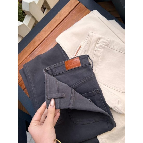 شلوار بوتکات کتان جیب هلالی