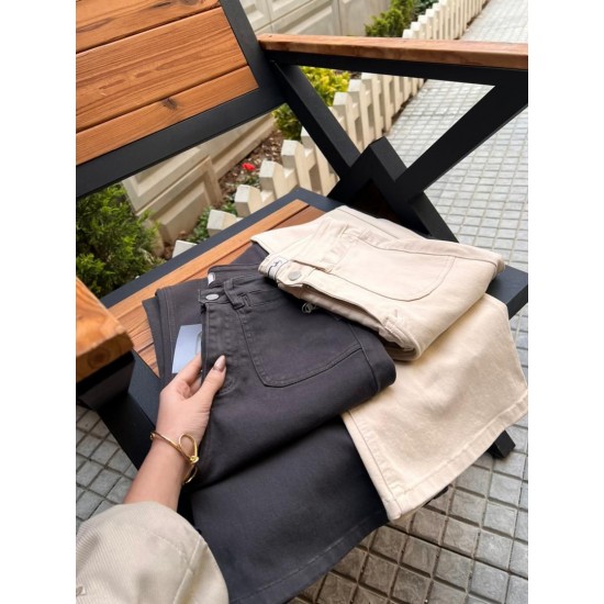 شلوار بوتکات کتان جیب هلالی