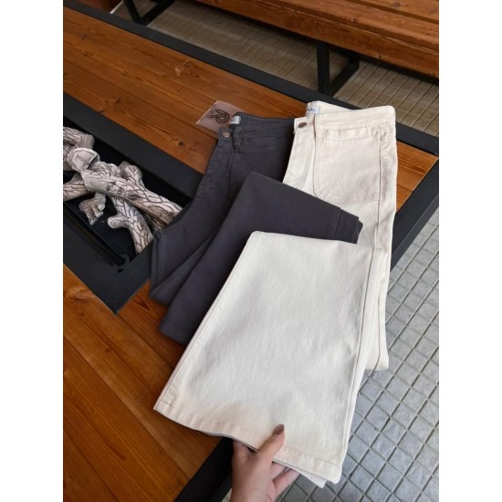 شلوار بوتکات کتان جیب هلالی