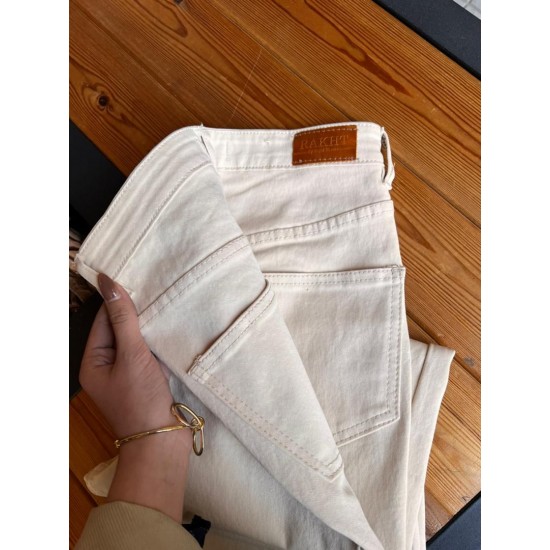 شلوار بوتکات کتان جیب هلالی