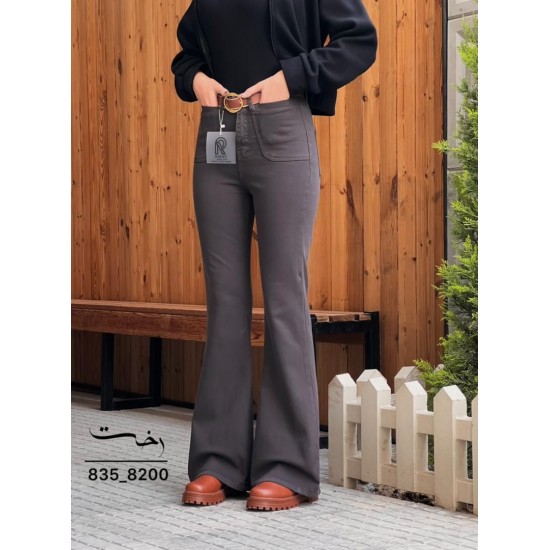 شلوار بوتکات کتان جیب هلالی