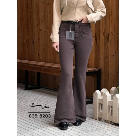 شلوار بوتکات کتان جیب هلالی