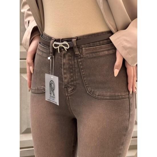 شلوار بوتکات کتان جیب هلالی