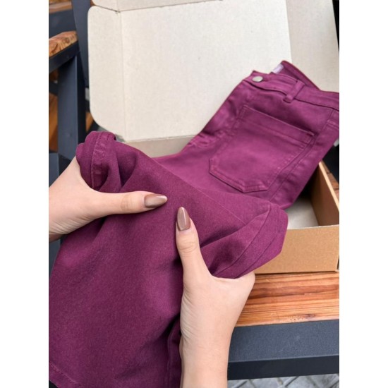 شلوار بوتکات کتان جلو جیب