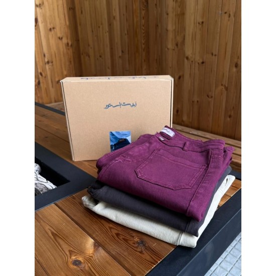 شلوار بوتکات کتان جلو جیب