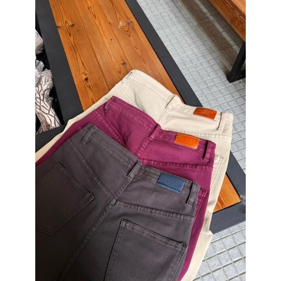 شلوار بوتکات کتان جلو جیب