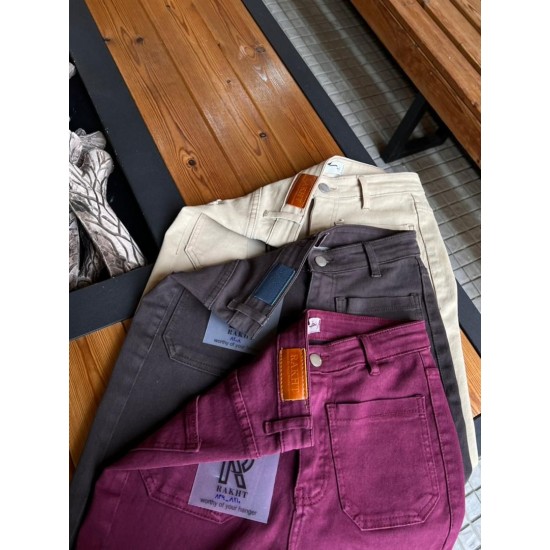 شلوار بوتکات کتان جلو جیب