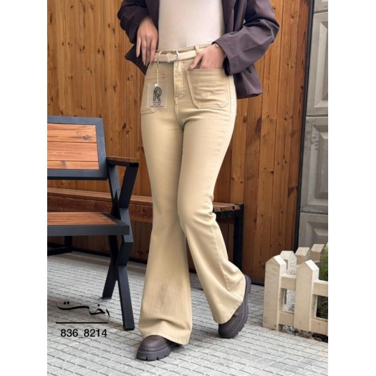 شلوار بوتکات کتان جلو جیب