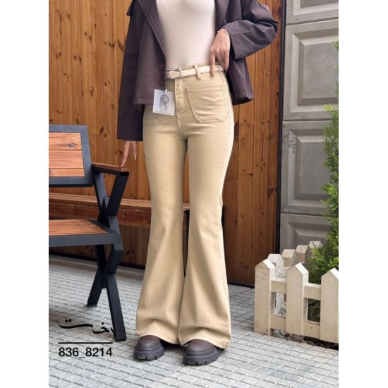 شلوار بوتکات کتان جلو جیب