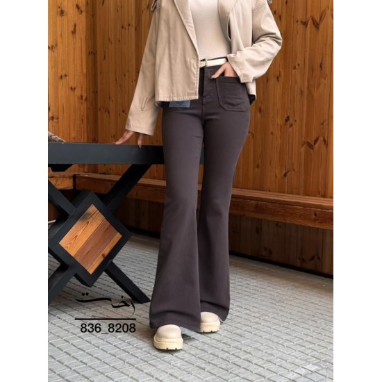 شلوار بوتکات کتان جلو جیب