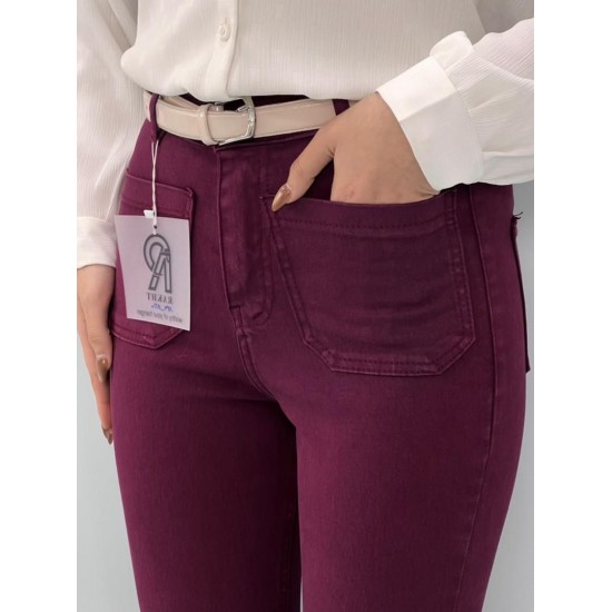 شلوار بوتکات کتان جلو جیب