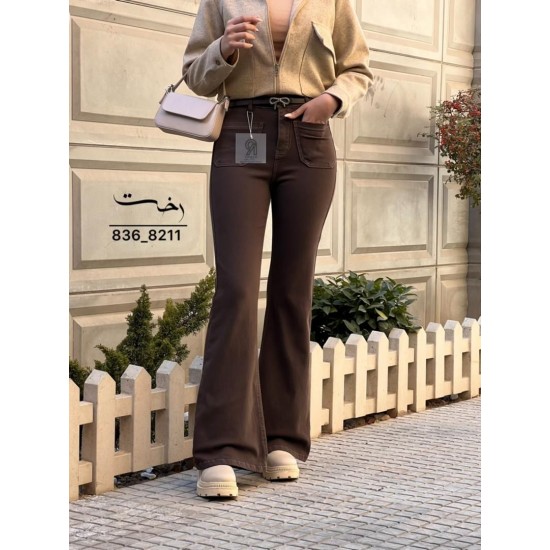 شلوار بوتکات کتان جلو جیب