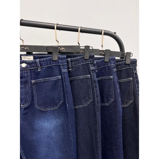 شلوار فلر بگ جین آبی دو جیب شلوار فلر بگ جین آبی دو جیب