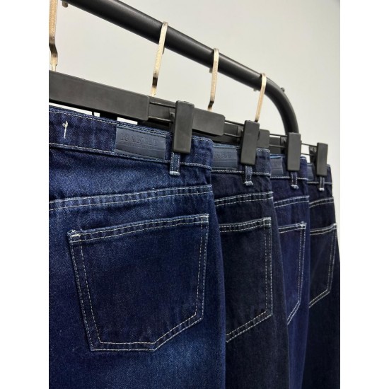 شلوار فلر بگ جین آبی دو جیب شلوار فلر بگ جین آبی دو جیب