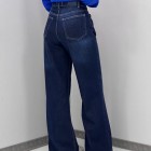 شلوار فلر بگ جین آبی دو جیب شلوار فلر بگ جین آبی دو جیب