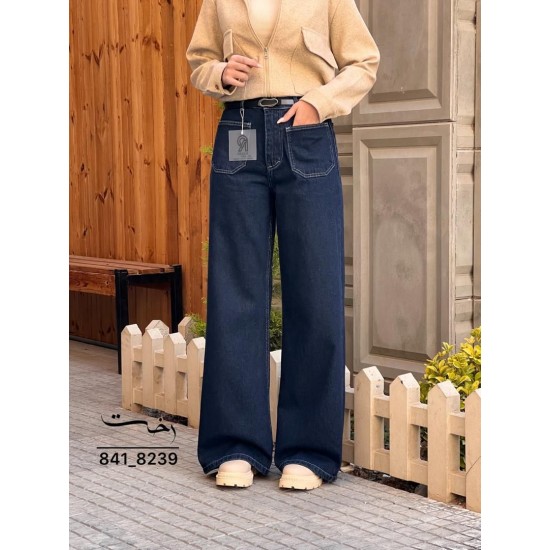 شلوار فلر بگ جین آبی دو جیب شلوار فلر بگ جین آبی دو جیب