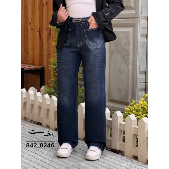 شلوار رگولار جین آبی جلو دوخت شلوار رگولار جین آبی جلو دوخت