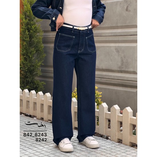 شلوار رگولار جین آبی جلو دوخت شلوار رگولار جین آبی جلو دوخت